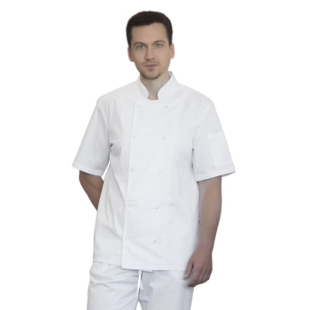 Bluza kucharska biała na napy elastyczna krótki rękaw roz.3XL